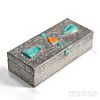 Hammered Silver Box with Enamel Plaques and Cabochons