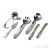 Six Sterling Serving Items including Four Georg Jensen, One Old Newbury Crafters