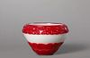 A Red Overlay White Glass Lotus-Petal Alms Bowl