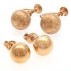 Two Pairs of 14k Yellow Gold Earrings