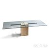 Contemporary Dining Table on Marble Pedestal Base