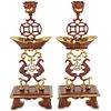 (2Pc) Chinosarie Polychrome Bronze Candle Holders