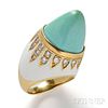 18kt Gold, Turquoise, and Diamond Ring
