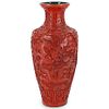 Antique Chinese Cinnabar Dragon Vase