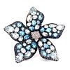 18k Diamond Topaz Sapphire Flower Ring