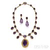 Gold and Amethyst Necklace and Earpendants, of Antique Elements