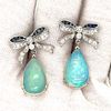 18k Sapphire Diamond Opal Drop Earrings