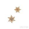 Two 14kt Gold and Diamond Flower Pendant/Brooches
