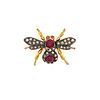 18k Silver Ruby Bug Brooch