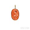 14kt Gold and Carved Coral Pendant