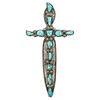 Native American Old Pawn Sterling Silver & Turquoise Cross