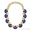 Art Deco 18kt Gold, Lapis, and Pink Sapphire Necklace