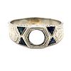 Art Deco Men Platinum Sapphire Monture Ring