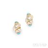 14kt Gold, Shell, and Turquoise Earrings, MAZ