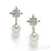 Platinum, Diamond, and Cultured Pearl Earrings, Tiffany & Co.