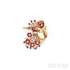 18kt Gold, Ruby, and Diamond Brooch, Vourakis