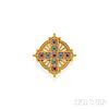 Antique Archaeological Revival Gold and Mosaic Brooch, Castellani