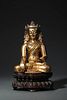 Mind Dynasty,A Gilt Bronze and Silver Seated Buddha Statue