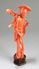 Antique Chinese Red Coral Carved Statue