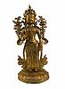 Antique Chinese Gilt Bronze Bodhisattva Statue