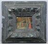 Antique Italian Polychrome Hand Carved Wood Frame.