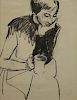 DIEBENKORN, Richard. Charcoal on Paper. Woman with