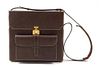 * A Gucci Brown Leather Hardsided File Case, 13" x 12" x 5".
