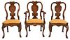 Set of Three George I Style Burl Walnut Dining Chairs