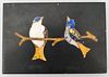Pietra Dura Plaque of Mated Bluebirds