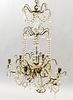 Antique Brass and Crystal Louis Style Chandelier