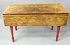 Antique Drop Leaf Primitive Table with Red Painted
