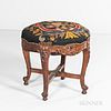 Louis XVI-style Carved Fruitwood and Needlepoint Upholstered Stool