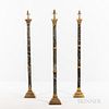 Three Marble and Brass Column Floor Lamps
