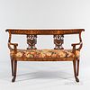 Marquetry Inlaid Fruitwood Settee