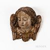 Polychrome Painted Wood Carving of an Angel