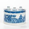 Cambrian Pottery Blue Transfer Elephant and Statue House Pattern Bough Pot