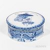 Blue Transfer Parasol and Drapery Pattern Covered Container