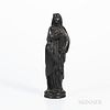 Wedgwood Black Basalt Figure of Faith, England, late 19th century, standing figure modeled atop a titled circular base, ht. 16 1/2 in.