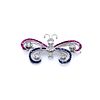 Platinum, Diamonds, Rubies & Sapphires Butterfly Brooch