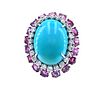 Vintage Sapphires, Turquoise & Diamonds 18k Gold Ring