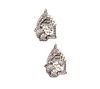 3.71 Ctw Diamonds & pearls Platinum Earrings