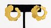 22K Yellow Gold Tribal Floral Swirl Post Earrings