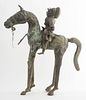 African Dogon Horse With Rider Bronze Sculpture