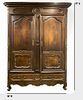 French Louis XV Provincial Carved Oak Armoire