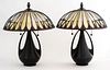 Quoizel Arts & Crafts Manner Table Lamps, Pr