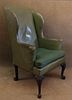 18TH OR EARLY 19THC. WING BACK CHAIR W/CARVED LEGS