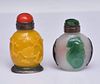 Two Carved Peking Glass Snuff Bottles
