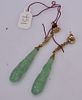 Chinese Carved Jade 18k Gold Earrings