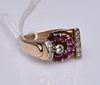 Art Deco 14k Gold Ruby and Diamond Ring