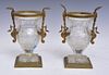 Pair French Empire Style Crystal Urns